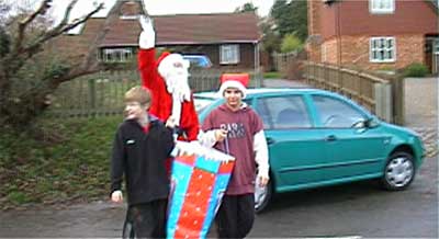 The 'stranger' turns out to be Santa!