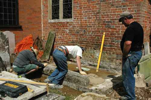 Restoration in progress on the Royall tomb