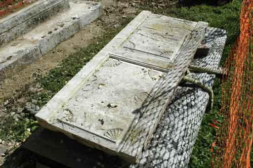 One of the side panels of the Royall tomb